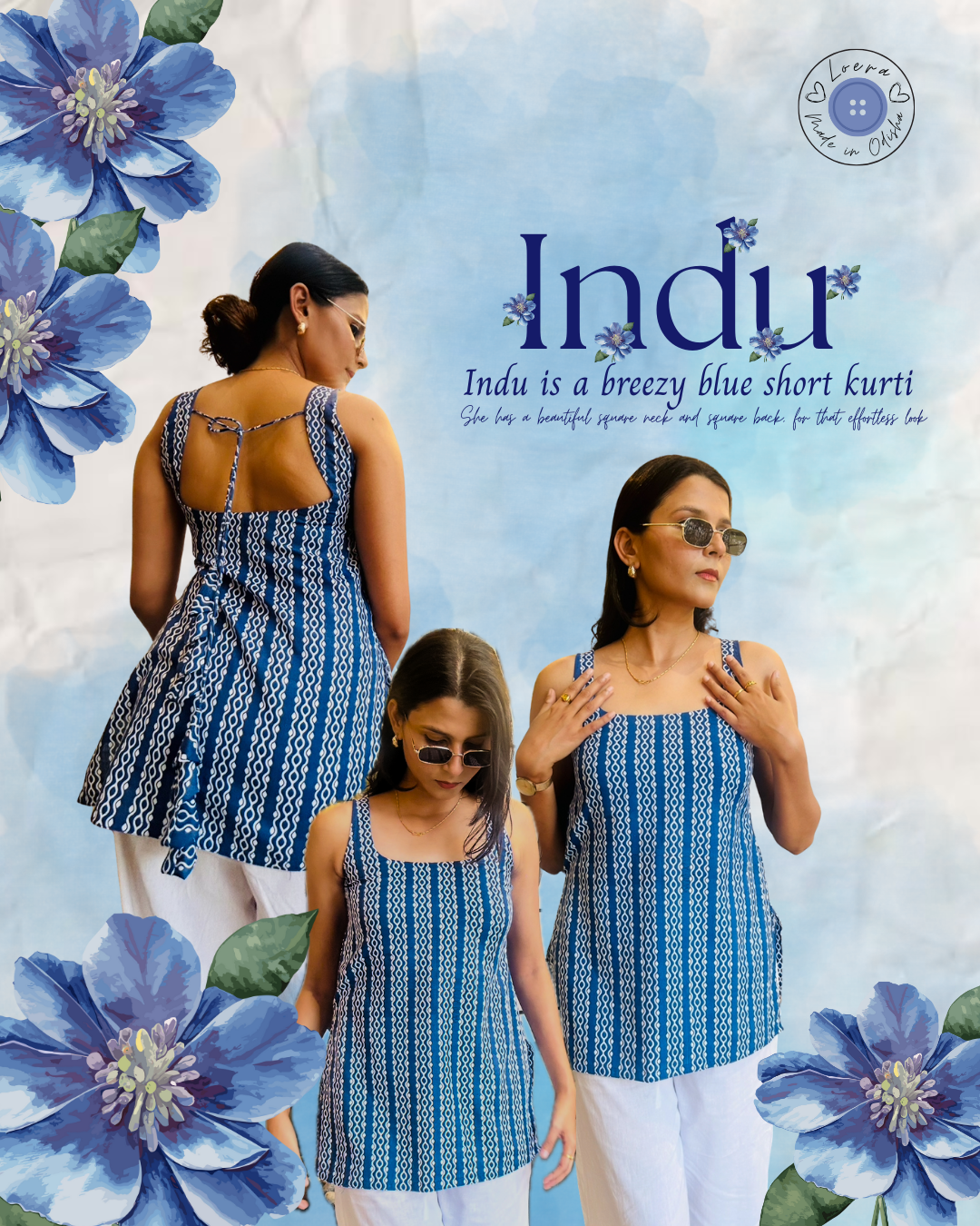 Indu- Blue short kurti