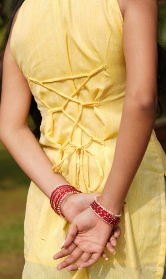 Swarnika- Sun yellow Plain Sambalpuri Kurti